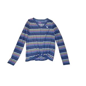 abercrombie kids Navy Multicolor Striped Long Sleeve Knot Top